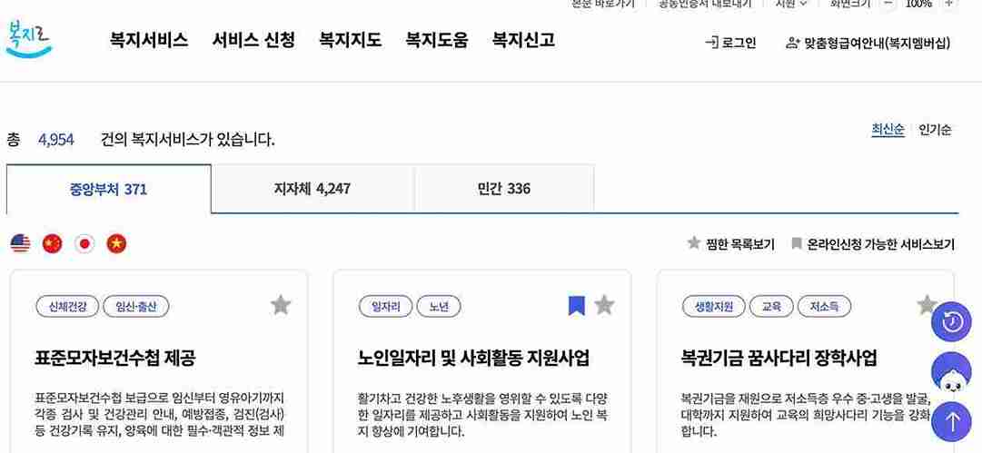 복지로-복지서비스-현황