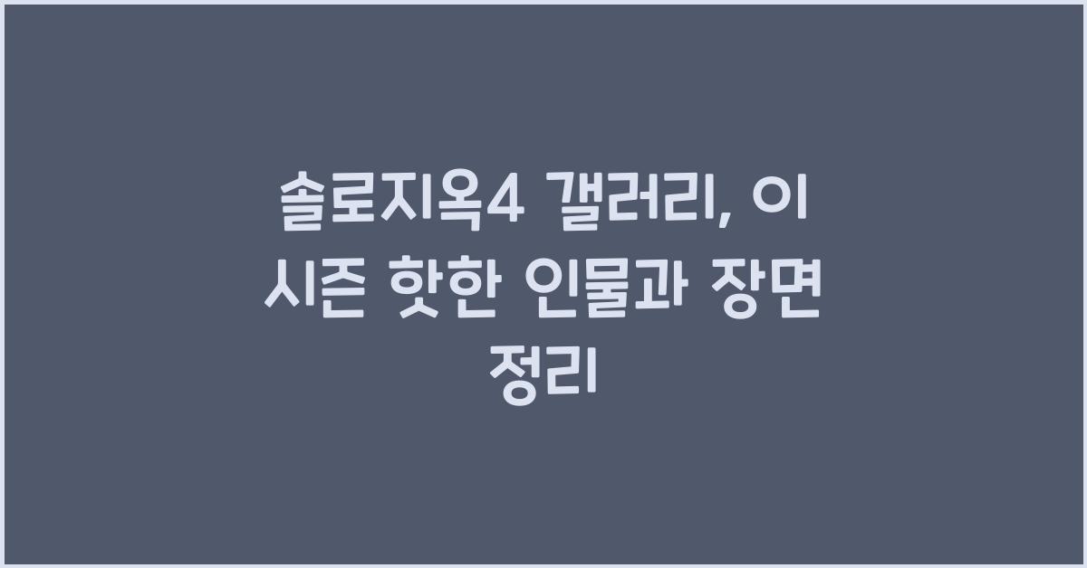 솔로지옥4 갤러리