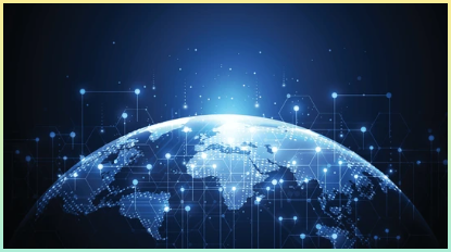 기술 배경을 바탕으로 한 추상적인 글로벌 네트워크 연결. 세계 지도의 점과 선 구성, 글로벌 비즈니스 개념