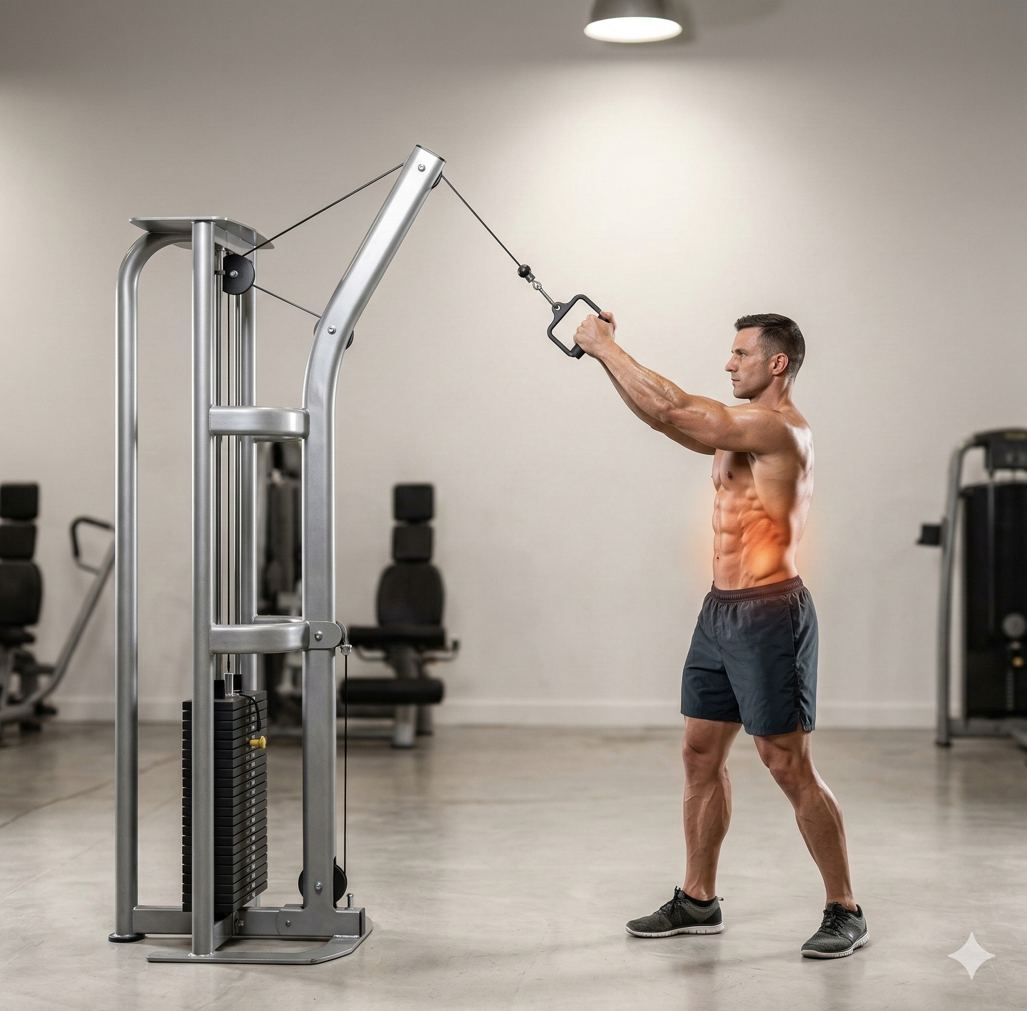 케이블 복사근 운동 시작 자세 몸통 회전 코어 안정