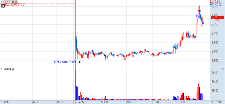 미스터블루 분봉 차트 1)