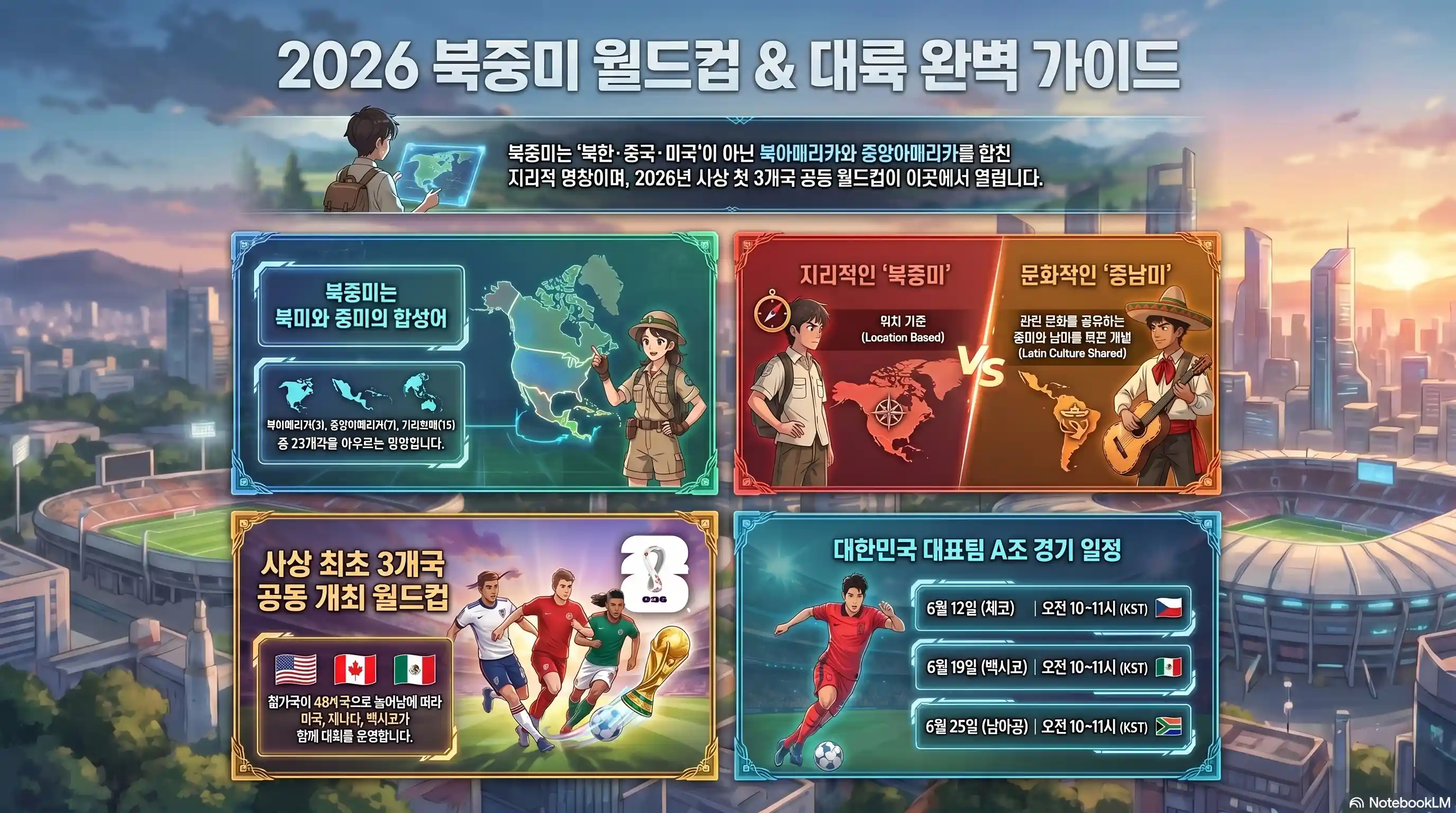 북중미 나라 국가 23개국과 북중미 월드컵 한국 경기 일정 요약