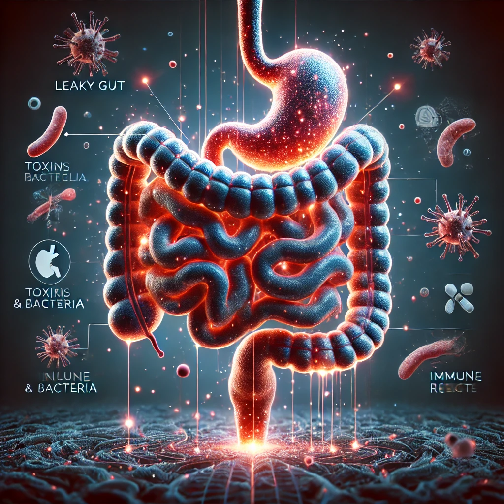 장누수 증후군(Leaky Gut Syndrome)을 표현한 이미지