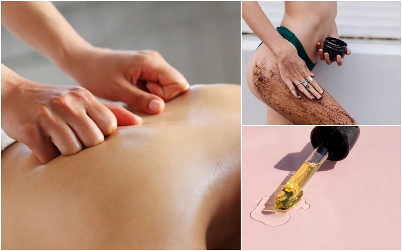 마사지와 스크럽 받고 있는 여성