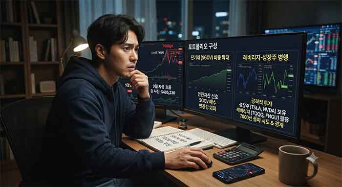 심각한 표정으로 모니터를 바라보는 남성.