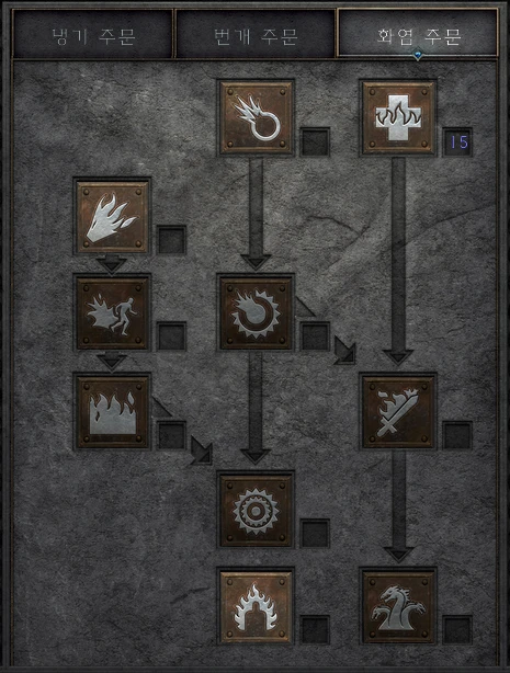 블리오브소서 화염 주문 스킬트리