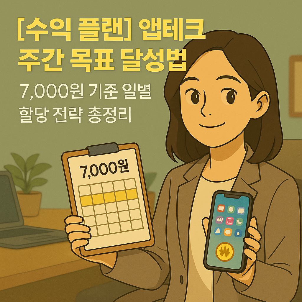 [수익 플랜] 앱테크 주간 목표 달성법 ｜ 7,000원 기준 일별 할당 전략 총정리