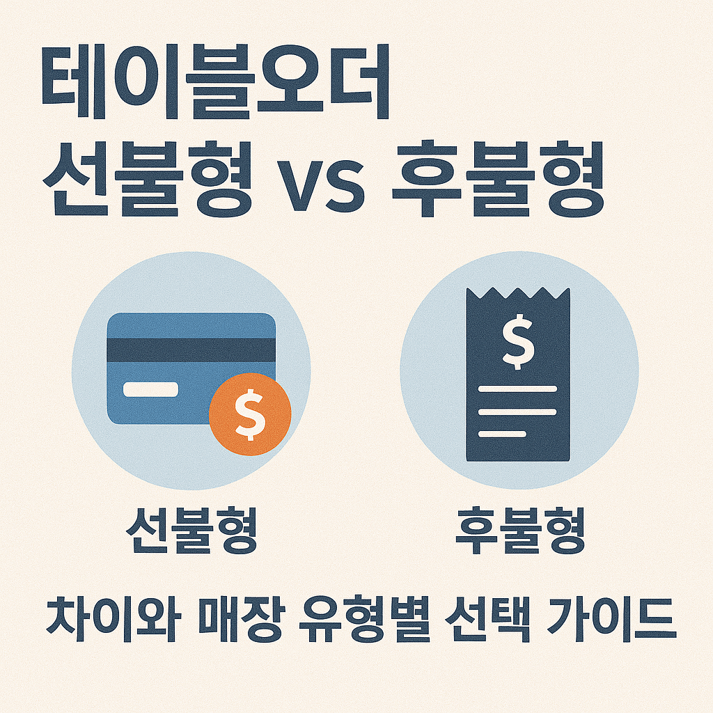 테이블오더 선불형 vs 후불형 차이와 매장 유형별 선택 가이드