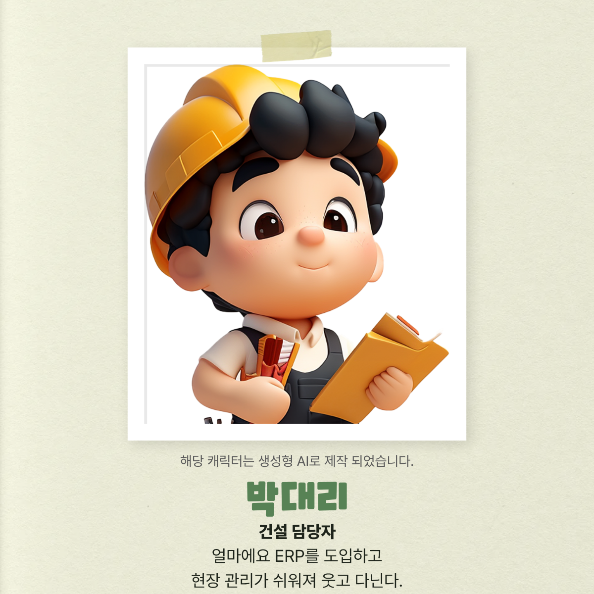 ERP를 사용하는 실무자들의 고민과 일상을 담은 얼마에요 브랜드 캐릭터 소개 콘텐츠