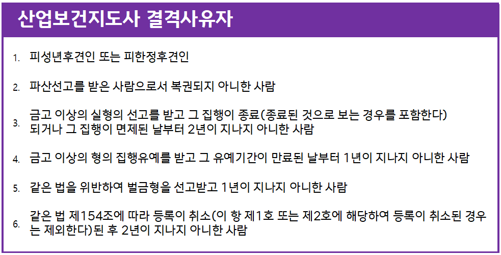 산업보건지도사 결격사유