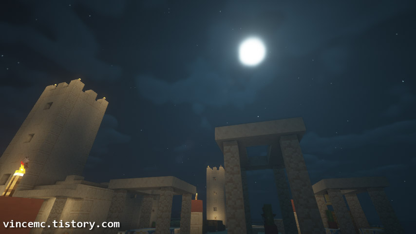 쉐이더 적용 후 밤의 동그란 달을 찍은 모습