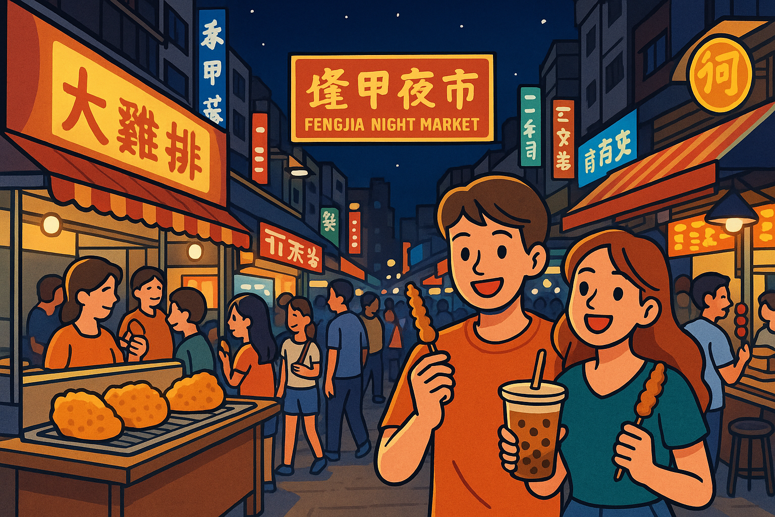 펑지아 야시장 관련 일러스트 (출처 : AI 이미지)