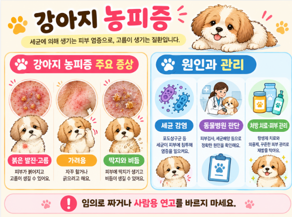 강아지 농피증 원인과 치료법｜피부에 고름과 딱지가 생기는 이유와 관리법