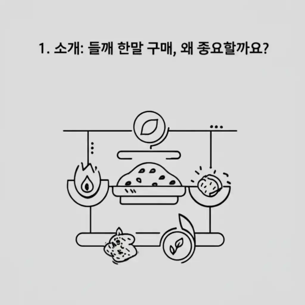 들깨 한말 구매의 중요성을 소개하는 이미지. 신선한 고품질 들깨의 가치를 보여줍니다.