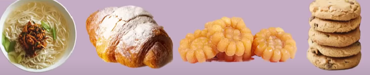 국수, 빵, 약과, 쿠키 사진