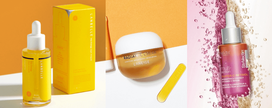 비타민C 유도체 제품 이미지(왼쪽부터&#44; 랑벨 - 라네즈 - 스트라이벡틴)