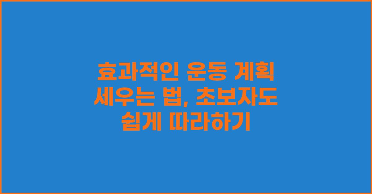 효과적인 운동 계획 세우는 법