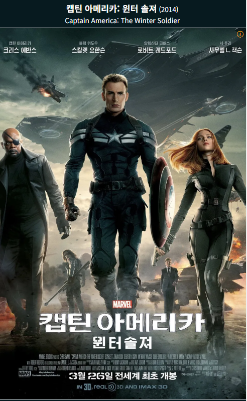 마블 영화 _ 캡틴 아메리카_ 윈터 솔져 (Captain America The Winter Soldier 2014) 포스터 사진