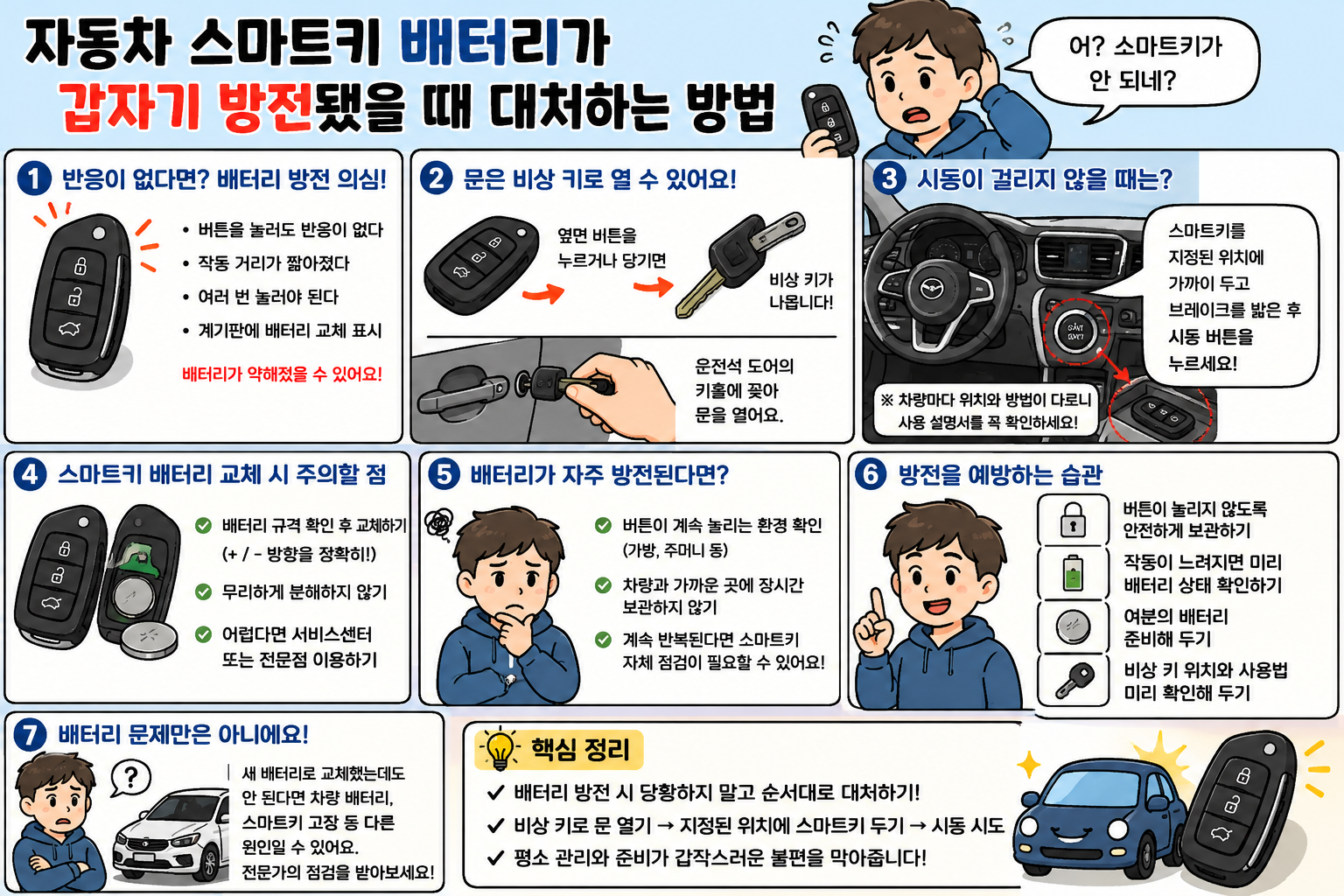 자동차 스마트키 배터리가 갑자기 방전됐을 때 대처하는 방법