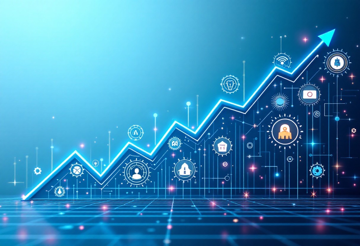 2025년 하반기 AI 반도체 시장 성장 전망과 투자 확대 화살표