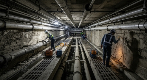 도심 배수시설을 점검하는 모습