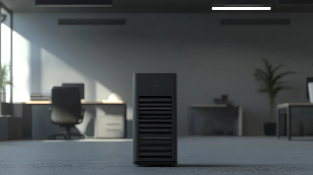 마이디어, 샤오미, 삼성 등 다양한 브랜드의 공기청정기가 사무실에서 맑은 공기를 제공하는 모습으로, 2025 브랜드 비교, 성능 차이, 사용 후기, 사무실 공기 케어, 에너지 효율 중심으로 설명합니다.