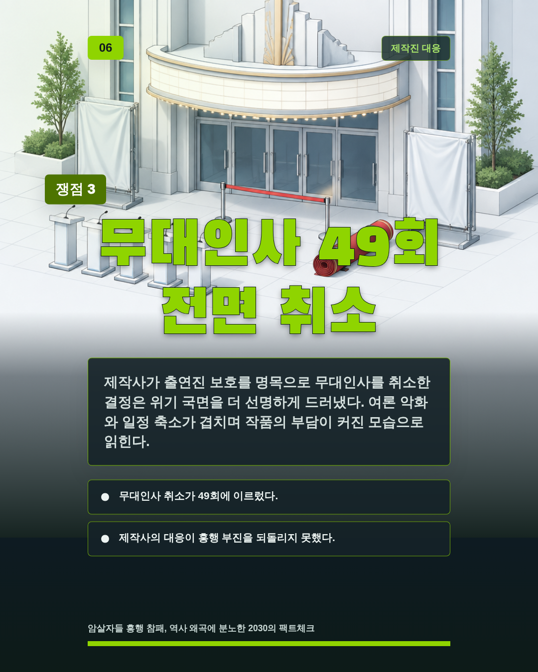 무대인사 49회 전면 취소