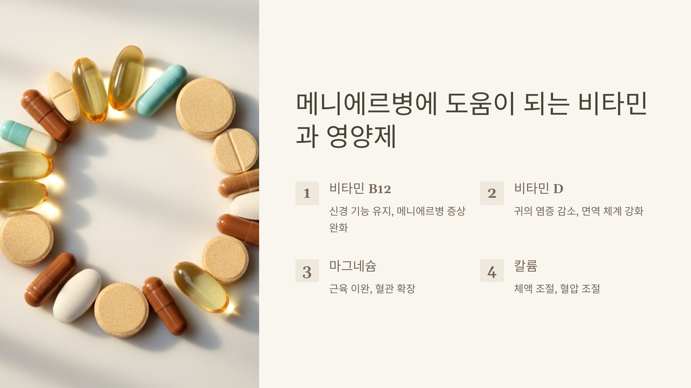 메니에르병에 도움이 되는 비타민과 영양제