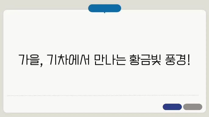 가을 기슋여행하기 좋은곳