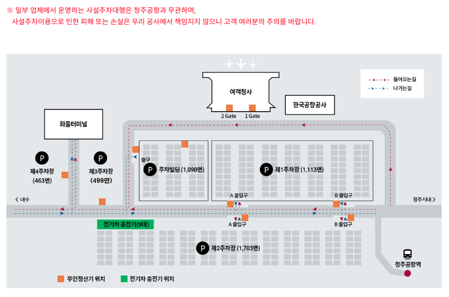청주공항 주차장 위치