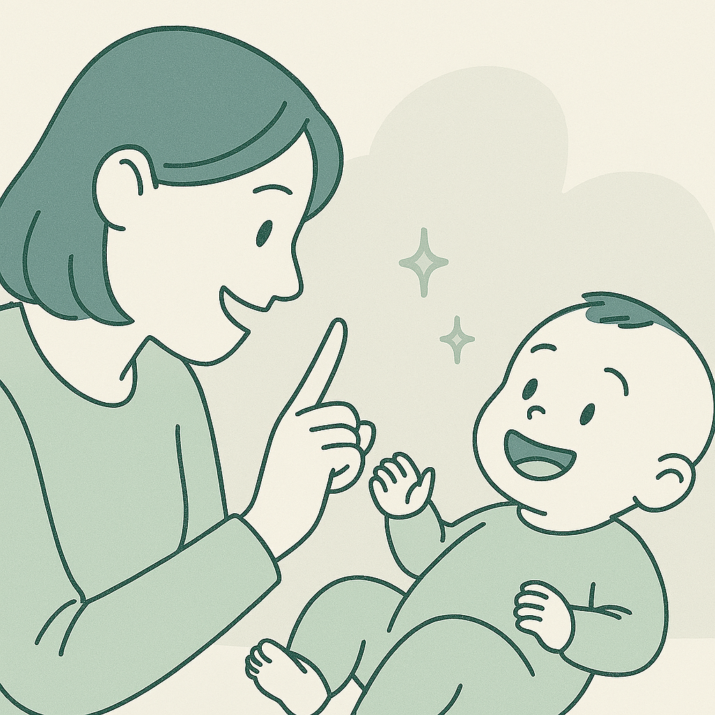 아기의 미소에 대한 엄마의 반응을 관찰하며 아기는 정서적 안정감을 느낄 수 있다.