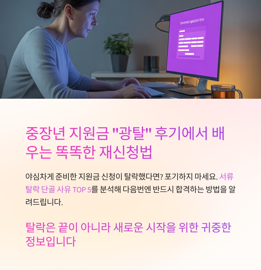 "광탈" 후기에서 배우는 중장년 지원금, 똑똑하게 한 번 더 신청하는 법