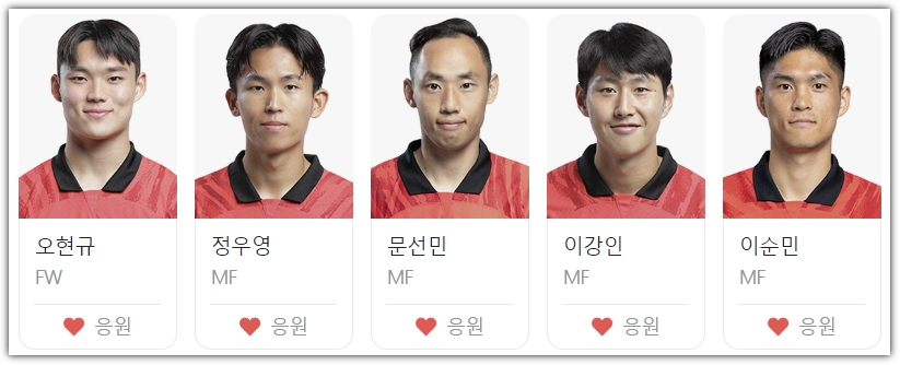 한국팀 선수단