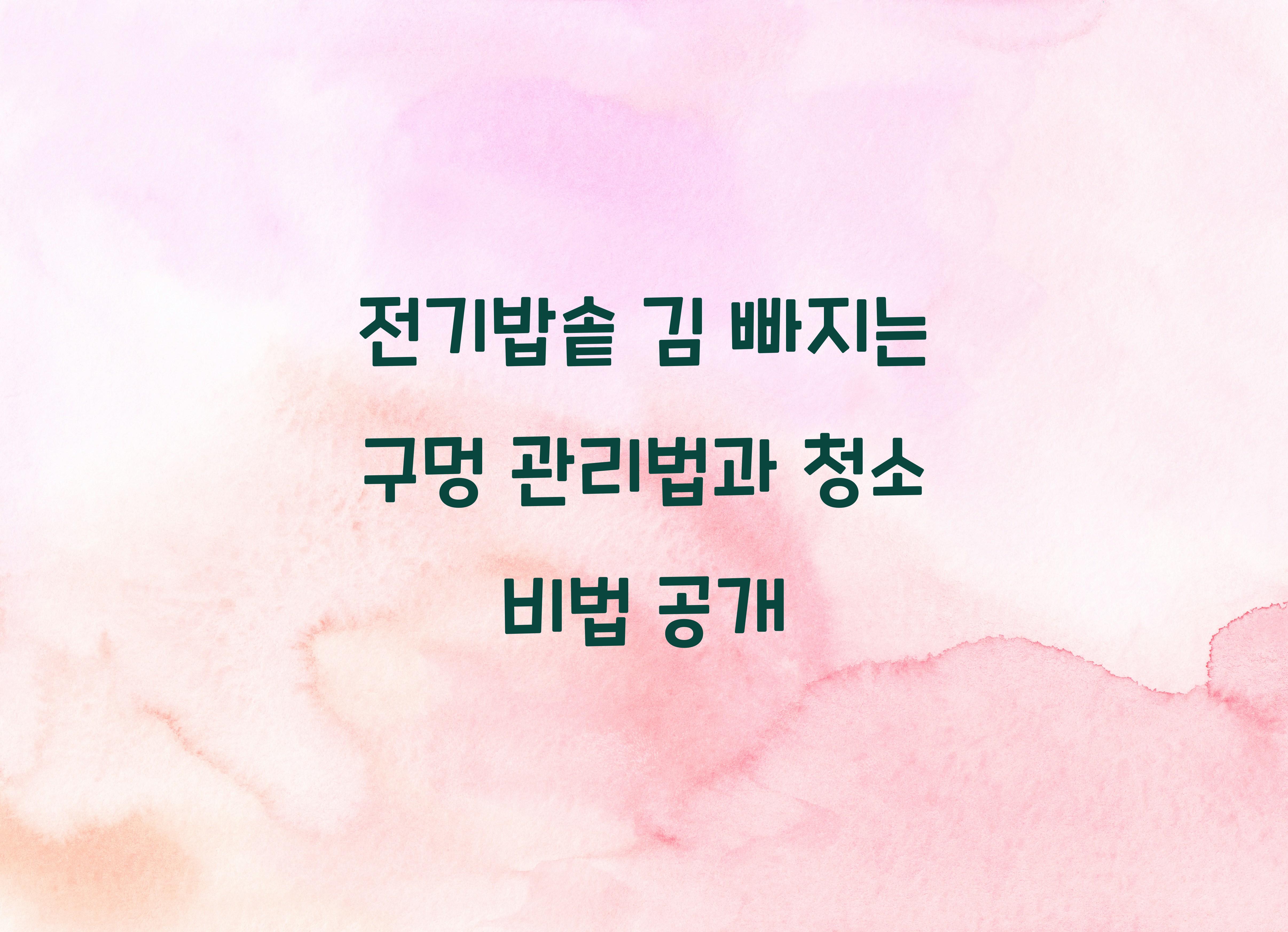 전기밥솥 김 빠지는 구멍 관리법