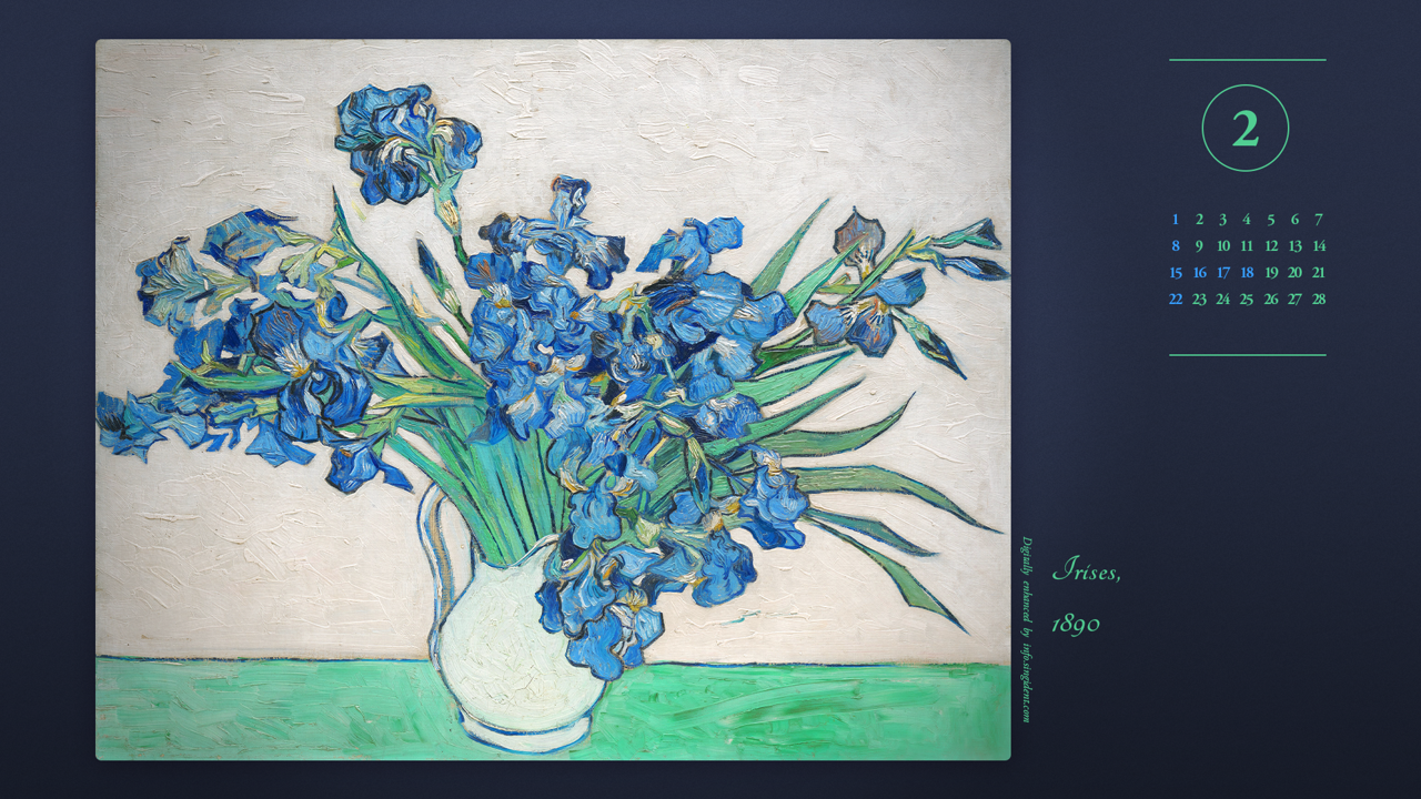 05 고흐 아이리스 A - 2026년2월 달력배경화면