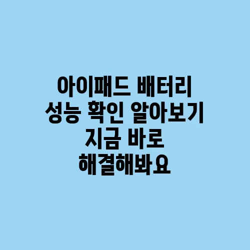 아이패드 배터리 성능 확인 알아보기 지금 바로 해결해봐요
