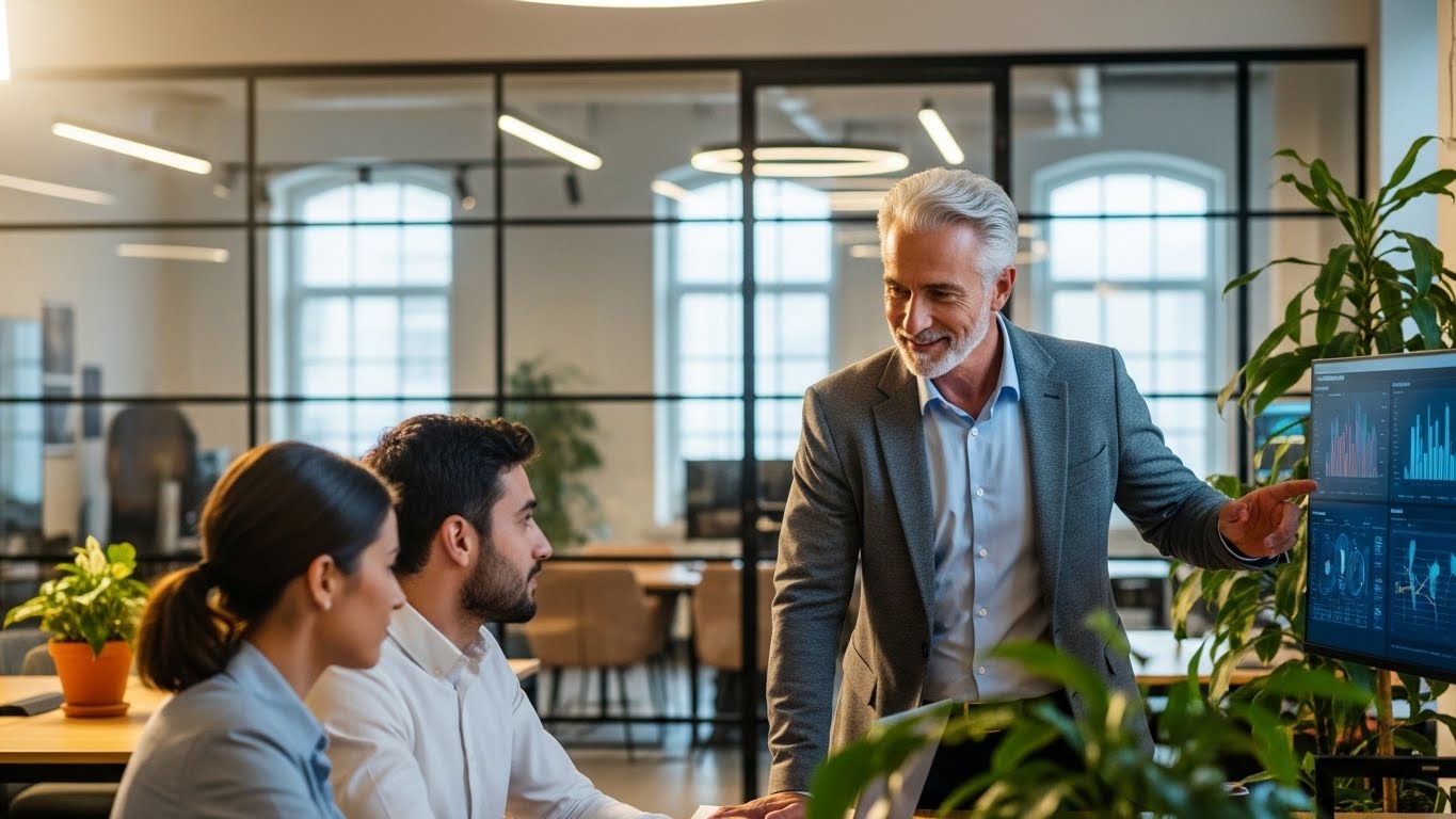은퇴 후에도 자신의 전문성을 발휘하며 활기차게 사회 활동을 이어가는 60대 전문가의 업무 현장