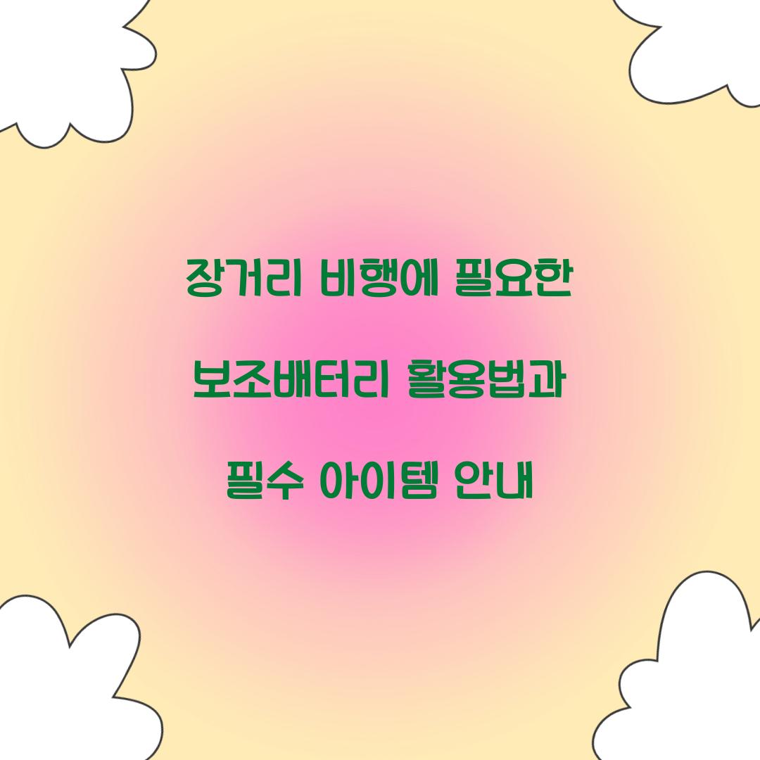 장거리 비행에 필요한 보조배터리 활용법