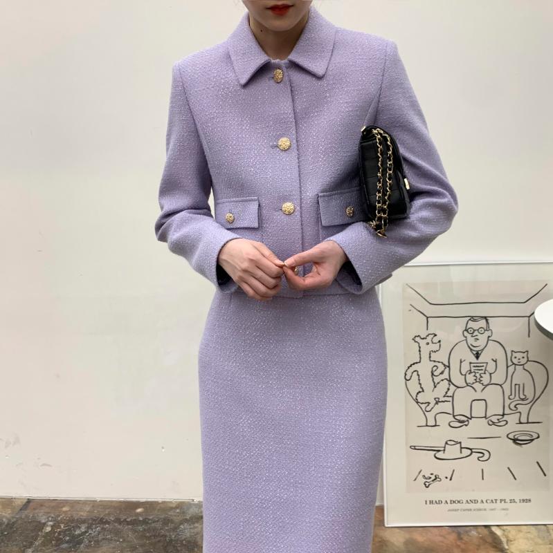 (S/M/L) 봄 여성정장 트위드셋업 치마정장 결혼식하객룩 크롭트위드-아이비스탠SU