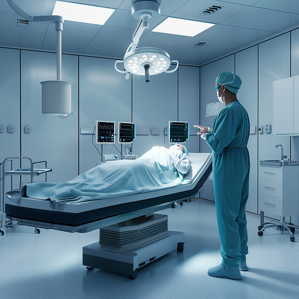 내시경 시술전 간다힌 시술과정을 설명하는 모습, 실사형 이미지