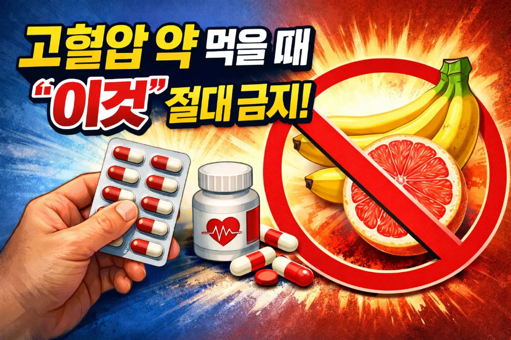 고혈압 약 복용 시 피해야 할 음식 자몽 바나나 안내 이미지