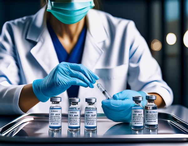 폐렴구균 예방접종 백신과 주사기