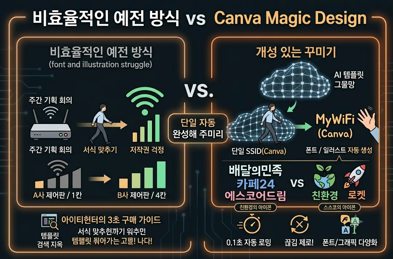 캔바 Canva 매직 디자인 AI 프레젠테이션 템플릿 자동 맞춤 편집 화면
