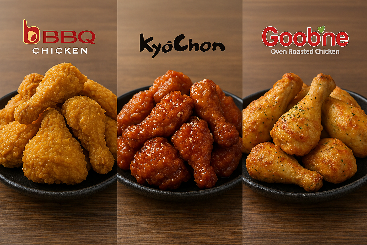 바베큐 치킨, 교천, 굽네 치킨 비교 이미지