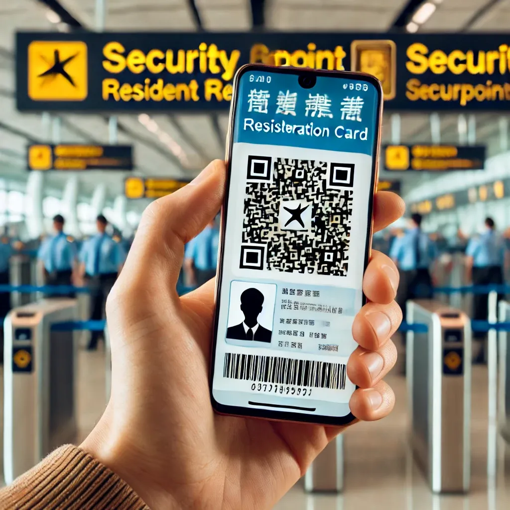 공항에서 모바일 신분증을 제시하는 상황