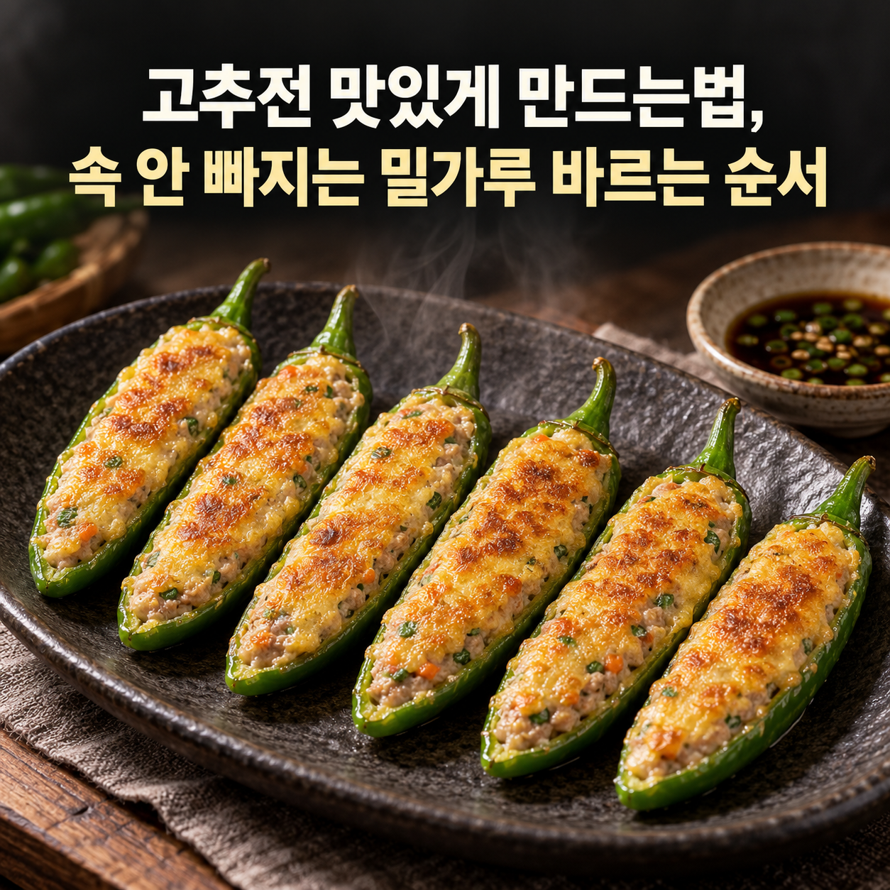 고추전 맛있게 만드는법 속 안 빠지는 밀가루 바르는 순서