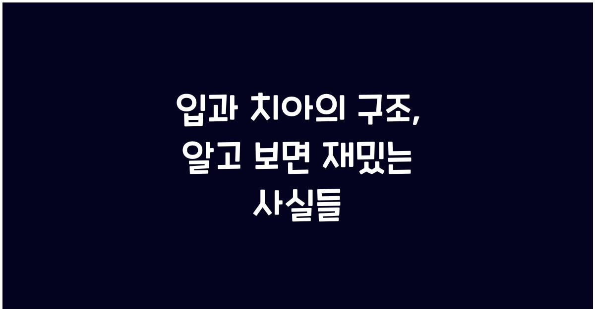 입과 치아의 구조