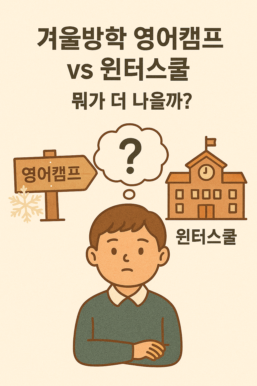 겨울방학 영어캠프 vs 윈터스쿨, 뭐가 더 나을까? 일러스트