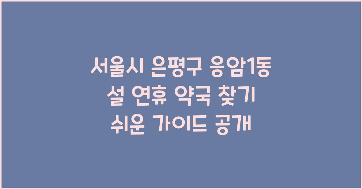 서울시 은평구 응암1동 설 연휴 약국 찾기 쉬운 가이드
