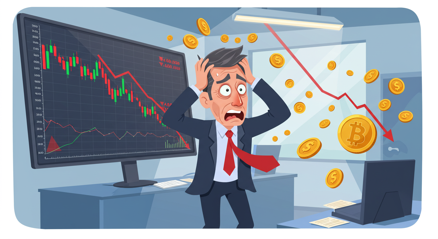 주식 금 비트코인 등이 내려서 괴로워 하는 남성
